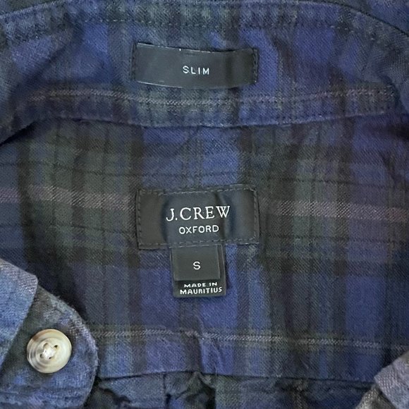 J.Crew Oxford Blue and Green Plaid Oxford Button Down - Picture 3 of 3